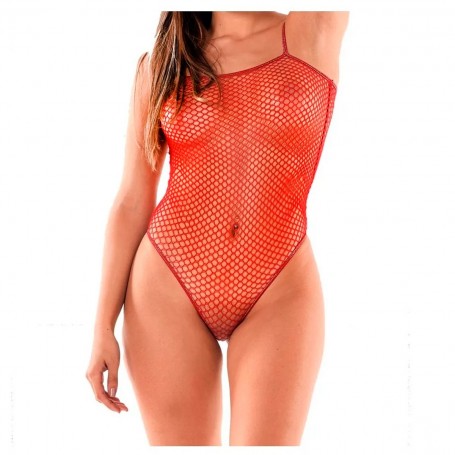 Body de Red Elastizada Rojo Malena .-