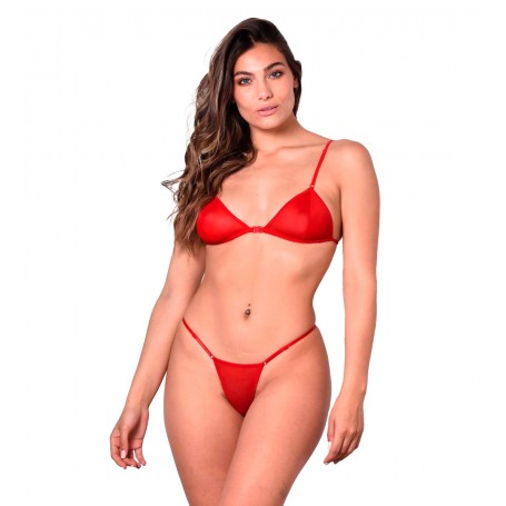 Conjunto de Tul Semi Transparente Regulable Rojo Malena .-