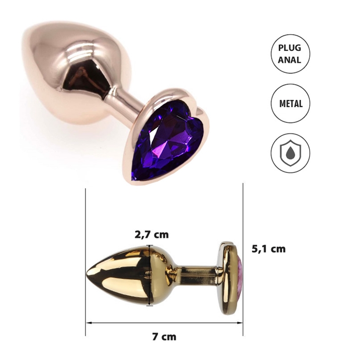 Plug Metalico Corazón dorado MEDIANO