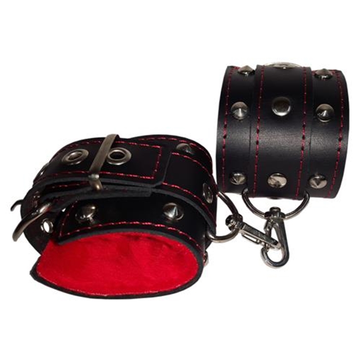 Esposas de Ecocuero Negro Peluche Rojo