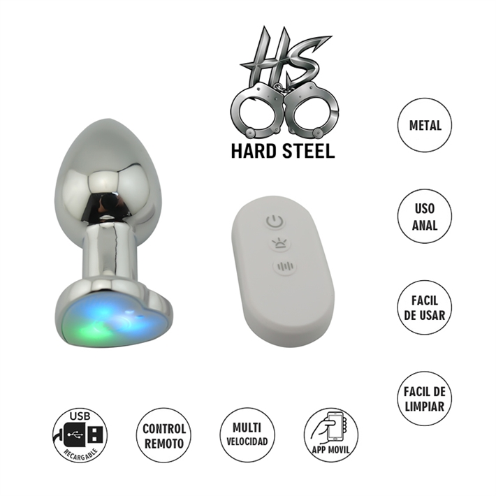 Plug anal corazón, vibración y control USB MEDIANO