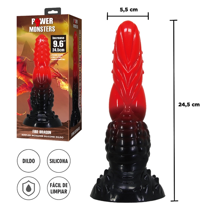 Monster Fire Dragon dildo con sopapa 24cm