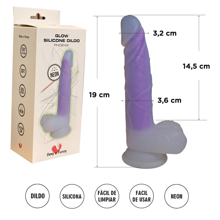 Phoenix Dildo de Silicona Luminoso 19 cm