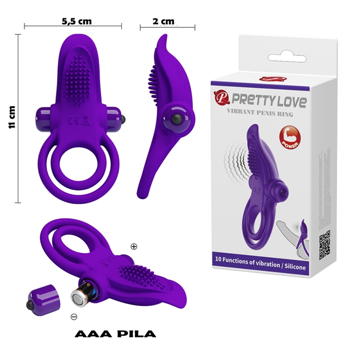 Anillo Pretty Love Violeta lengua con Vibro